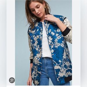 HEMANT & NANDITA Blue Shimmer Print Jacket